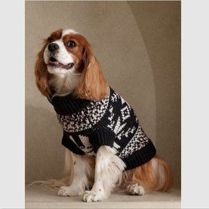 Banana Republic Dog Sweater Black Sz Large Rafa Fair Isle